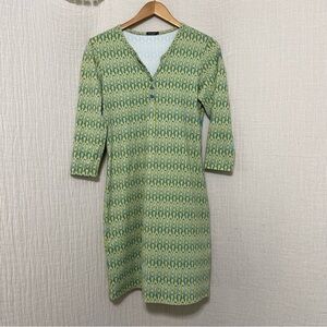 J. McLaughlin Yellow Blue Chain Print Catalina Cloth Dress S Small